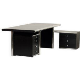 Bureau de direction « big » par g. faleschini pour i4 mariani italie, années 2000 5 pièces noir 220x100x75