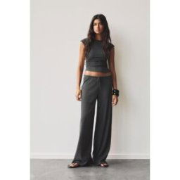 Pull&Bear Pantalon Wide Leg Smock Gris anthracite M female