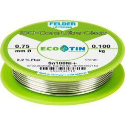 Felder ISO-Core Ultra-Clear Sn100Ni+ Étain à souder sans plomb bobine Sn99,25Cu0,7Ni0,05 0.100 kg 0.75 mm