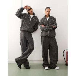COLLUSION Unisex - Pantalon de jogging d'ensemble coupe ajustÃ©e Ã carreaux style sport-Multicolore Multicolore XS unisex