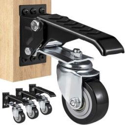 VEVOR Roulettes d'Établi Lot de 4 Roulettes Pivotantes Industrielles 63,5 mm Capacité de Charge 74,8 kg Roues Rétractables Latérales Ajustables 360° avec Frein à Pied pour Établis Tables Équipements