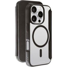 Vivanco MAG PREMIUM Étui portefeuille Apple iPhone 16 Pro noir chargement par induction, étanche au sable, étanche aux projections deau, étanche à la