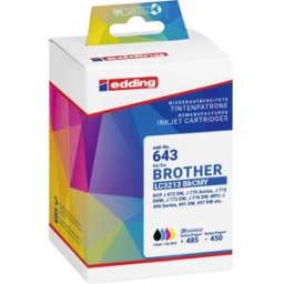 Edding Encre remplace Brother LC3213BKCMY compatible pack bundle noir, cyan, magenta, jaune EDD-643 18-643