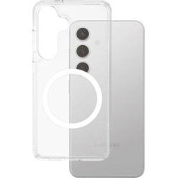PanzerGlass CARE Flagship Urban Combat Star Lit Coque arrière Samsung Galaxy S25+ transparent, effet scintillant chargement par induction, résistant aux chocs
