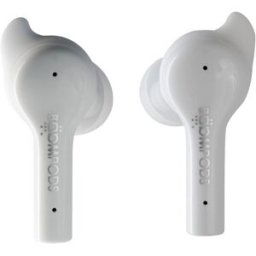 Boompods Bassline GO Écouteurs intra-auriculaires Bluetooth blanc micro-casque, volume réglable, résistant à la sueur, commande tactile
