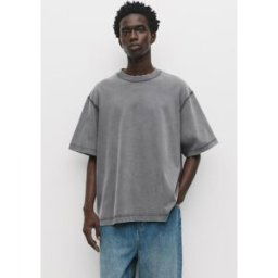 Pull&Bear T-Shirt Boxy Doux Au Toucher Gris L male