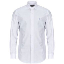 Chemise Polo Ralph Lauren CHEMISE COUPE DROITE EN POPELINE MICRO MOTIF Blanc