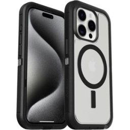 Otterbox Defender XT Coque arrière Apple iPhone 15 Pro transparent, noir compatible avec MagSafe 77-93267