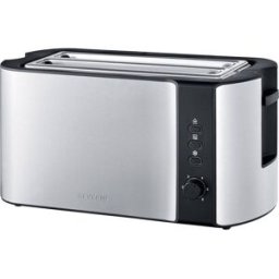 Severin AT 2590 Double toaster à fente large avec grille spéciale viennoisieries acier inoxydable, noir