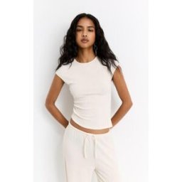 Pull&Bear Top Froissé Écru M female
