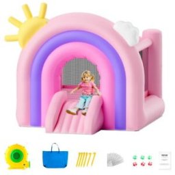 VEVOR Château Gonflable, Structure Gonflable avec Souffleur, Toboggan et Sac de Rangement, Aire de Jeu Gonflable d’Arrière-cour et de Plein Air, pour Enfants Âgés 3-8 ans, 280x230x230 cm, Extérieur