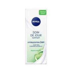 Nivea Soin de Jour Matifiant Hydratation 24h à l'Aloe Vera Pour les Peaux Mixtes 50 ml - Tube 50 ml