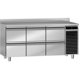 Meuble réfrigéré GN1/1 positif, 3 x 2 tiroirs 1/2, groupe logé, dessus inox avec dosseret - Liebherr