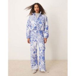 Nike - MDC - Pantalon ample en jacquard fleuri - Bleu/blanc-Noir Noir XXL female