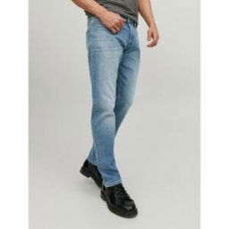 jack & jones Jean coupe confort Tapered Fit Bleu en coton Drake Taille : 28 / Longueur : 30 male