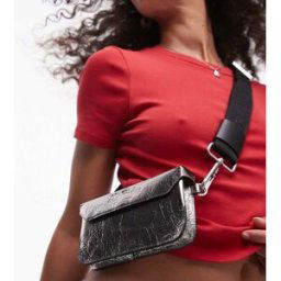 AllSaints - Zoe - Sac bandouliÃ¨re en cuir effet craquelÃ© - Gris acier - ExclusivitÃ© ASOS Gris One Size female