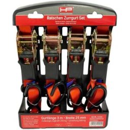 HP Autozubehör 12104 Sangle de serrage double Force de traction LC : arrimage plaquant (simple/direct)=250 daN (L x l x H) 300 cm x 9 mm x 4.5 cm à cliquet EN