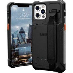 Urban Armor Gear Gear Workflow Coque de rechargement Apple iPhone 15 noir chargement par induction, batterie intégrée, avec dragonne 114028BW4040