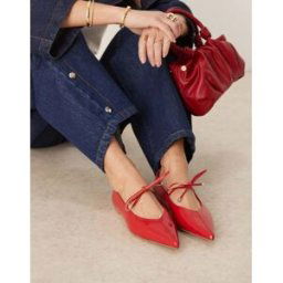 ASOS DESIGN - Lithe - Ballerines pointues avec liens sur l'empeigne - Rouge-Blanc Blanc 37 female