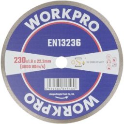 WorkPro GSOSCR-4 Disque à tronçonner diamanté 230 mm 1 pc(s) Céramique, Porcelaine, Marbre, Brique, Verre, pierre à chaux, Granite, Pierre naturelle, Grès