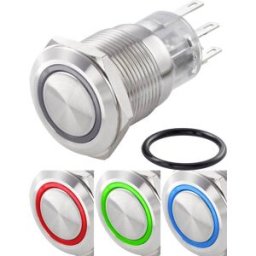 TRU COMPONENTS TC-7494632 TC-LAS1-AGQ-11ZE/42RGB/ Interrupteur antivandalisme 250 V/AC 3 A 1 x Off/On à accrochage rouge, vert, bleu, RVB IP65 1 pc(s)