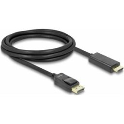 Câble de raccordement Delock DisplayPort / HDMI Fiche mâle DisplayPort, Fiche mâle HDMI-A 2 m noir 82587 blindage triple, contacts dorés Câble DisplayPort