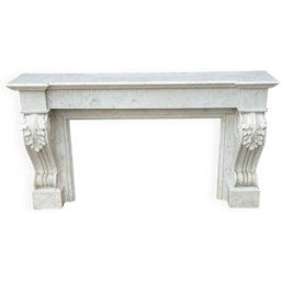 Cheminée de style charles x en marbre de carrare, vers 1880 blanc 189x40x105