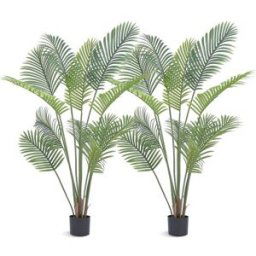 VEVOR Arbre Artificiel 1524 mm Plante Artificielle PE Palmier à Noix de Bétel 2 Faux Arbres Vert Pot 152x128 mm Fausse Plante de Décoration pour Maison Bureau Centres Commerciaux Intérieur Extérieur