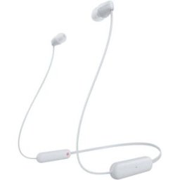 Sony WI-C100 Oreillette Bluetooth Stereo blanc micro-casque, sonnerie personnalisable, volume réglable, Bandeau de nuque, résistant à la sueur, hydrophobe