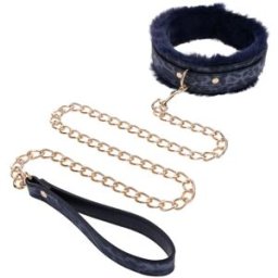 Sportsheets - Collier et Laisse en Fourrure Cougar - Noir