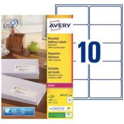 Étiquettes adresses recyclées LR7173 Avery - pour imprimante laser - 99,1 x 57 mm - blanc - 1000 étiquettes par boîte