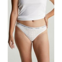 Calvin Klein Lace Brazilian Thong Blanc 14 (L) Female