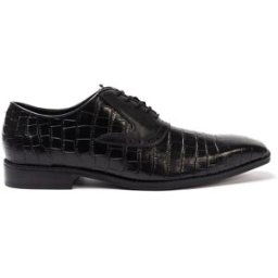 Giorgio Leather Croc Men Oxford Dress Brogue Shoes Noir 9 (43) Male