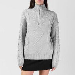 Soulcal Zip Cable Knit Top Womens Gris 8 (36) Female