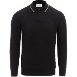 Firetrap Mens Long Sleeve Polo Jumper Noir/Marron XL Male