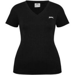 Slazenger Ladies V Neck Tee Shirt Noir 22 (50) Female