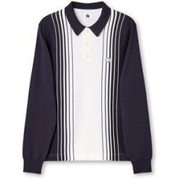 Pretty Green Gradient Long Sleeve Polo Shirt Marine Moyen Male
