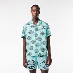 Lacoste Globe Print Cotton Twill Shirt Menthe/Noir XS Male