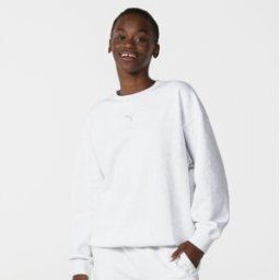 Puma Ess Oversized Crew Fl Sweatshirt Womens Gris glace chiné 12 (M) Female