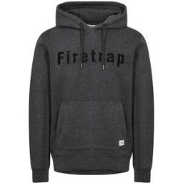 Firetrap Mens Graphic Fleece Hoodie Charbon Marl XL Male