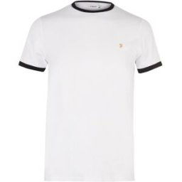 Farah Groves Ringer T Shirt Blanc 104 Petit Male