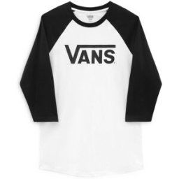 Vans Raglan Long Sleeve T-Shirt Mens Blanc-Noir 2X Grand. Male