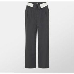 Missy Empire Satin Fold Over Waist Wide Leg Trousers Charbon de bois 14 (L) Female