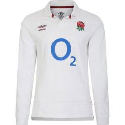 Umbro England Rugby Home Classic Long Sleeve Shirt 2023 Adults Blanc Grand Male