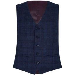 Ted Baker Tbt Munro Check Waistcoat Marine/Vin 38 (48) Male