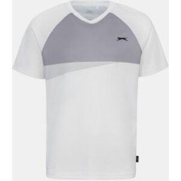Slazenger Tennis T Shirt Mens Blanc/Gris M Male