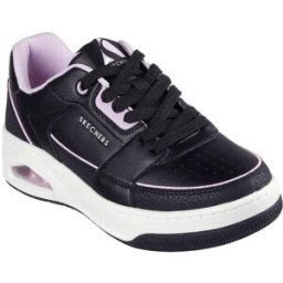 Skechers Uno Court Cuir noir/Toile rose pâle 8 (41) Female