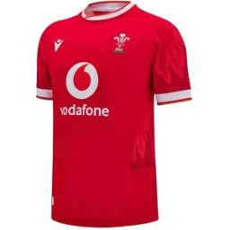 Macron Welsh Rugby Union Home Shirt 2024 Adults Rouge/Blanc Petit Unisex