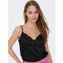 Only Victoria Lace Cami Top Womens Noir 8 (XS) Female