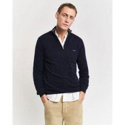 Gant Pique Half Zip Jumper Bleu soirée M Male